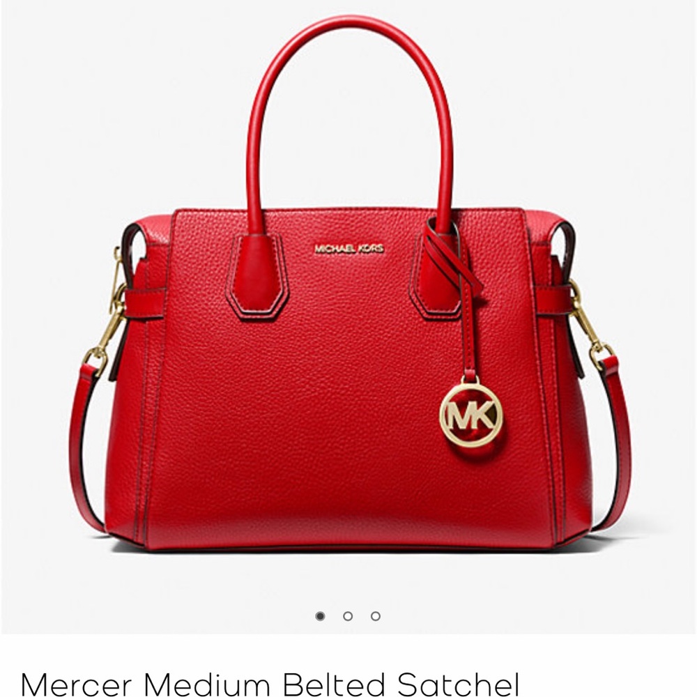 Michael Kors Mercer Medium Top-Zip Belted Satchel Crossbody Purse
BRIGHT RED
NW - Picture 4 of 16